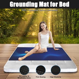 ConBlom Grounding Mat for Bed, Queen Size Earthing Mattress Cover Sheets Pad Grounding Kit, Grounding Cord Included (Queen, 60 * 27")