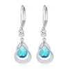 Dangle Earrings Trendy Leverback Birthstone Earrings 14K White Gold Teardrop