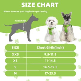 PUPTECK Adjustable Dog Harness and Leash Set for Small Dogs Puppy and Cats Walking No Pull, Green, M