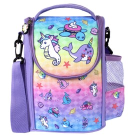 Fringoo - Large Capacity Kids Strap Lunch Bag | Small Cool Bag Kids Lunchbox | Perfect As School Lunch Bag for Girls - Narwhal & Seahorse