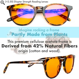 Orange +2.5 Blue Light Blocking Reading Glasses for Better Sleep - Amber Readers & Migraine Glasses for Women & Men - 2.5 Orange Reader Blue Light Blockers for Computer Eye Strain Eye Fatigue (+2.50)