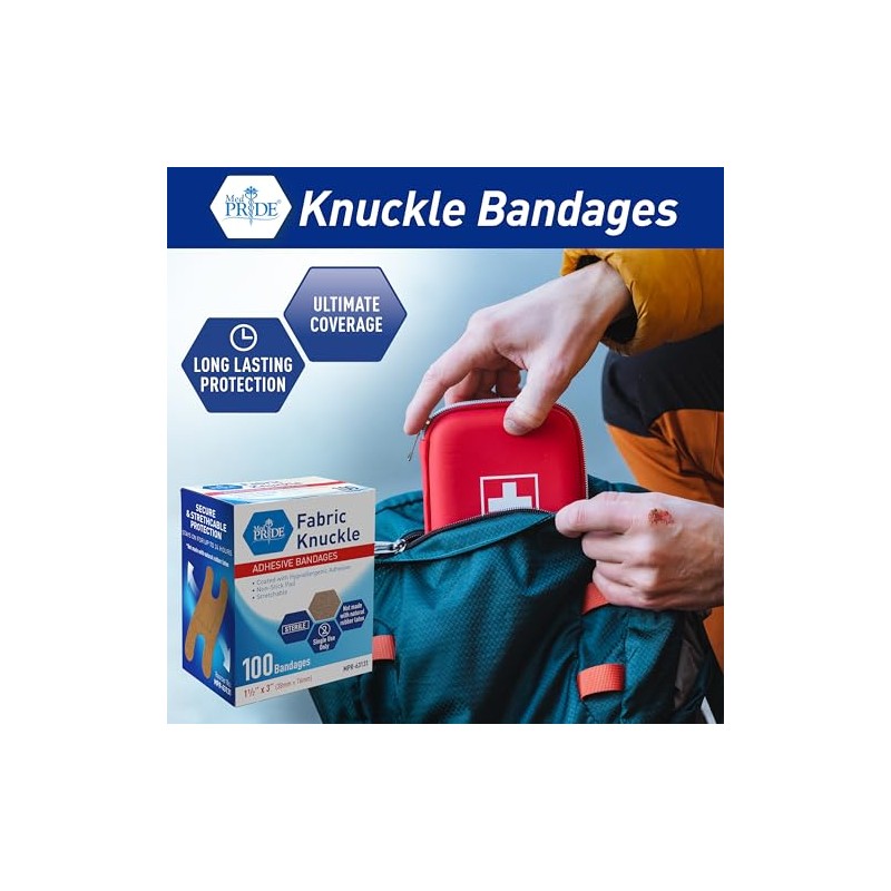 Med Pride Sterile Fabric Fingertip and Knuckle Bandages - 100