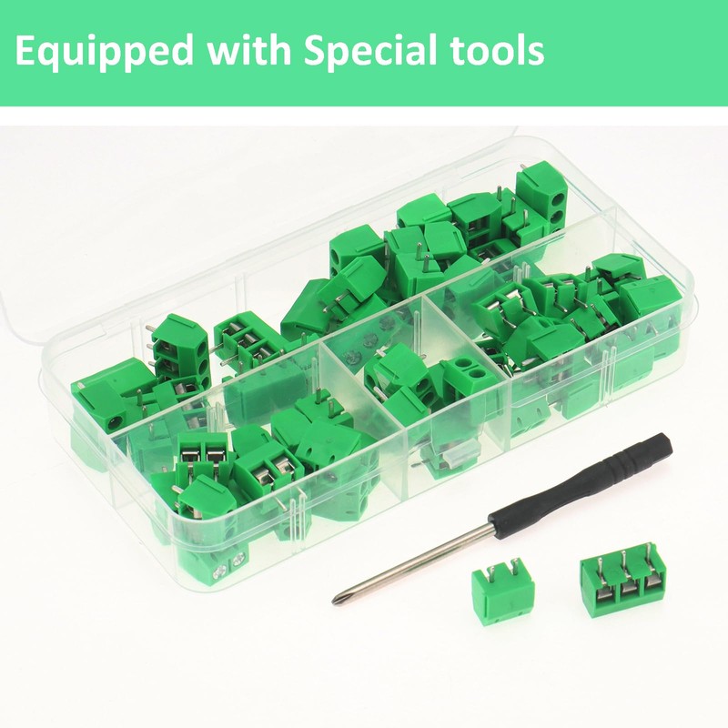 AEDIKO PCB Mount Screw Terminal Block (Green-60pcs)