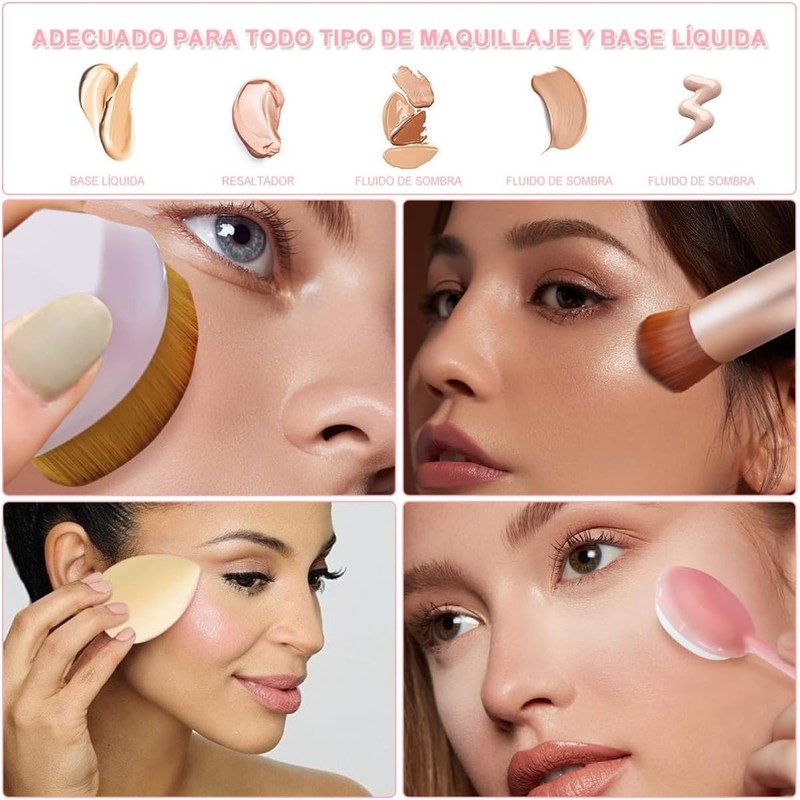UNIVERSOENLÍNEA.COM Set 4 Aplicadores Maquillaje Brochas Esponja Belleza Polvo Base