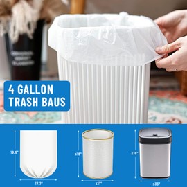 LainNeala Small Trash Bags 4 Gallon, 300 Count Small Garbage Bag Bathroom White Mini Trash Bag Trash Can Liners Unscented Garbage Bags for Bathroom Can