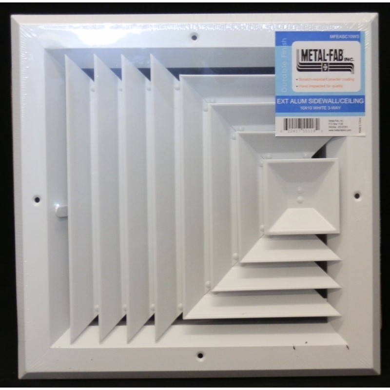 HVAC Premium 10'' x 10'' - 3-Way Extruded Aluminum Ceiling