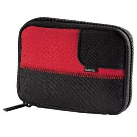 Hama Memory Card Case Nylon L, Black/Red