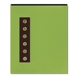 Pioneer Photo Albums Metal Button "Photo" Sewn Leatherette Cover Brag Album, Green