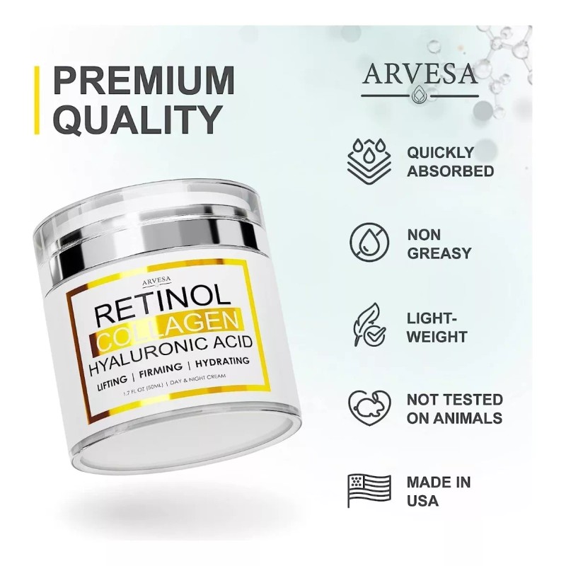 Arvesa Crema Facial Retinol Con Colágeno Ácido Hialurónico