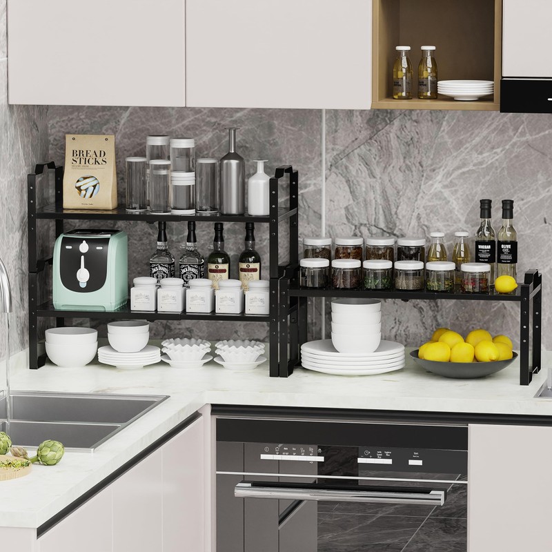 Jojocross Expandable Shelf Cabinet Organizer Adjustable Stackable Spice Rack at