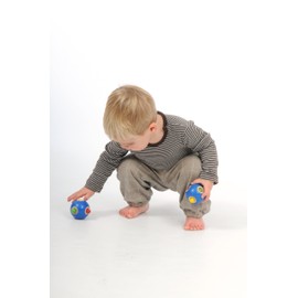 Wonderworld Peek-A-Boo Ball Blue Interactive Wooden Baby Toy - Small For Little Fingers