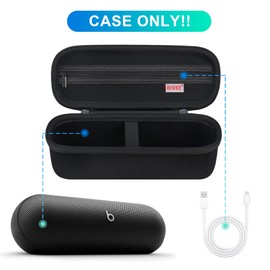 BOVKE Carrying Case Compatible with Beats Pill Wireless Bluetooth Speaker, Beats Pill Portable Speaker Holder Bag with Extra Mesh Pocket for Charging Cables, Black