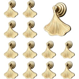 HARY 12 PCS Ginkgo Leaf Shape Knob Gold Drawer Knobs,Handles Drawer Knobs Cabinet Knobs Golden Drop Pendant Pull Handle for Kitchen Bathroom Cabinet Door Drawer