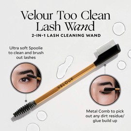 Velour Too Clean Lash Wand - 2-in-1 Lash Cleansing Brush for False Lashes and Eyelash Extensions - Brow and Lash Brush