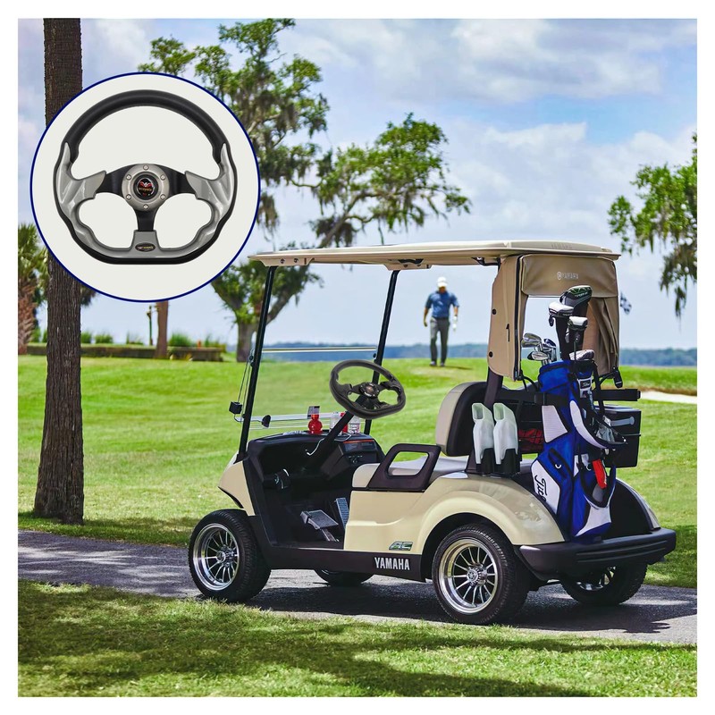 vcoyeix 12.5 inch Golf Cart Steering Wheel for Yamaha, for