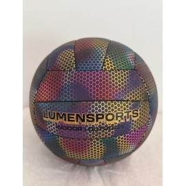 Lumensports Glow in The Dark Volleyball, Holographic Honeycomb Design, Indoor/Outdoor