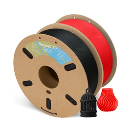 DURAMIC 3D Matte PLA Filament 1.75mm Black Red 2 Pack, 1kg Cardboard Spool Matte Finish 3D Printer Filament PLA 1.75mm Dimensional Accuracy 99% +/- 0.03 mm, Printing with FDM 3D Printer