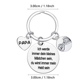 Beste Papa Geschenk Ich werde immer dein kleines Mädchen sein, du wirst immer mein Held sein Keyring Dad Father's Day Gift Birthday Christmas Gifts from Daughter to Dad, silver-gui-papa-1