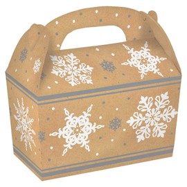 Amscan 5 Count Christmas Snowflakes Kraft Cardboard Gable Boxes, 4-1/2" by 4 3/4" by 2-3/8", Multicolor