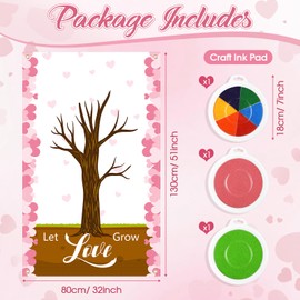 Yeaqee Valentine's Day Coloring Poster 51'' x 32'' Handprint Valentine Craft Poster with 3 Pcs Large Ink Pads Giant Valentine's Day Activity Poster Game Poster Decorations for classroom Bulletin Board