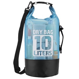 Pimoys Dry Bag Waterproof for Men Women, 10L Lightweight Roll Top Dry Bag Backpack, Dry Sack for Kayaking, Travel, Swimming, Boating, Paddle Board, Beach Accessories(Blue)