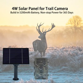 4W Trail Camera Solar Panels, 6V Output Solar Panel Kit with 6000 mAh Battery, Solar Battery Charger for Hunting Game Camera, Deer Feeder, Rechargeable Battery Security Camera, DC 3.5mm*1.35mm Plug