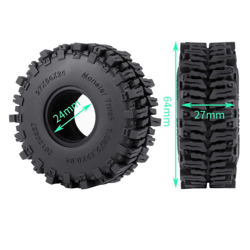 JGGZONE 4Pcs 1.1" RC Rubber Crawler Mud Terrain Tires Super