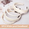 Yemoju Pack of 5 Pearl Headbands, White, Pearl Headband for