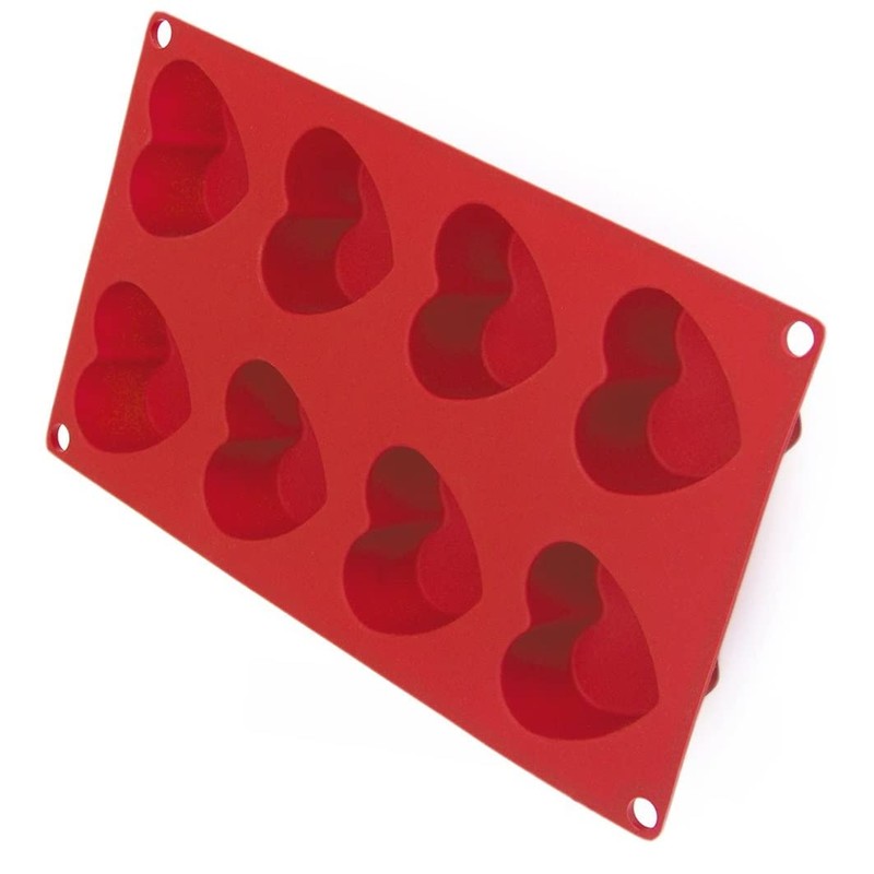 Lékué Gourmet Herzbackform, Silikon, rot, 8 Mulden