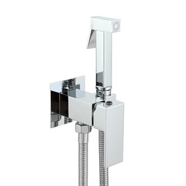 Asyas Chrome Concealed Warm Water Bidet Sprayer for Toilet with Hot and Cold Brass Valve, Brass Handheld Bidet Attachment Set for Females, Pets and Baby Diaper Wash