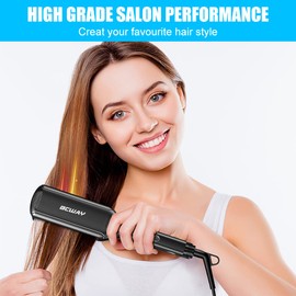 Bcway Professional Hair Straightener, 2.16'' Extra-Large Floating Titanium Flat Iron, Anti-Static 30s Instant Heating Straightening Iron with 5 Adjustable for All Hair Types