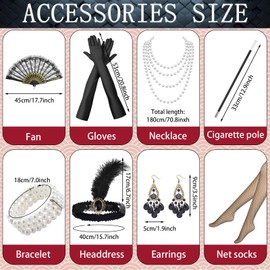 Antsparty 20s Costume Women's Charleston Dress, V-Neck Sequins Beads Fringe Dress with 20s Accessories, Vintage Gatsby Dress for Fancy Dress Costume