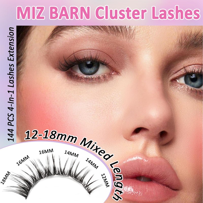 MIZ BARN False Eyelashes 144pcs Lash Extension D Curl Eyelash