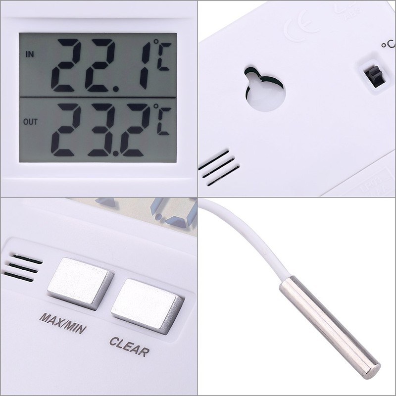 Fridge Thermometer, Freezer Thermometer High Precision LCD Digital LCD Display