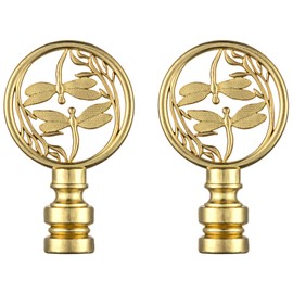 2 Packs Lamp Finial Cap Knob, Dragonfly Design Lamp Decoration for Lamp Shade, Polished Brass, 1-3/8 Inches