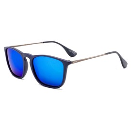 SOMOC Polarised Sunglasses Men/Women Sunglasses Unisex Retro Classic Vintage Polarised Glasses UV400 Protection Classic Sunglasses Square for Driving SP-6053, blue
