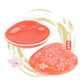 Hasegawa Red Shell Incense Dish & Holder Set: Heian-Inspired Kaiawase Motif - Gold & Pink Design with Sakura-Shaped Incense Holder - Perfect for Success & New Beginnings, Arita Porcelain