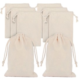 Aucuu 25pcs Small Cotton Bags with Drawstring Gift Bags, 10 x 15 CM Candy Bag Painting Set Mini Money Bag Kids Birthday Party Gift Bag for Holiday, Wedding, Party, Christmas, Creamy-white, 26x20x2 cm