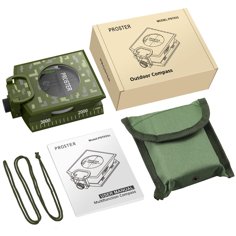 Proster Compass for Hiking Waterproof Navigation Compass Clinometer with Fluorescent