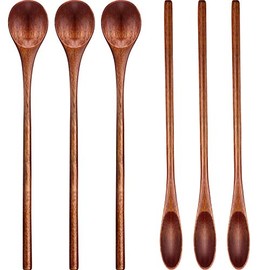Wooden Coffee Spoons Long Handle Wooden Mixing Spoon Long Handle Wooden Teaspoon Handmade Wood Stirring Spoon for Kitchen Stirring (10)