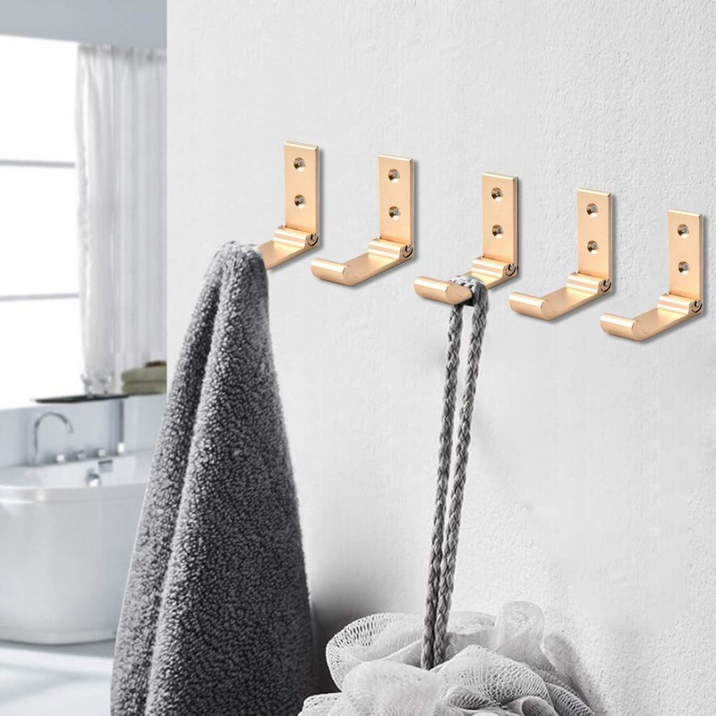 5-Pack Folding Aluminum Alloy Wall Mounted Coat Clothes Hook Single