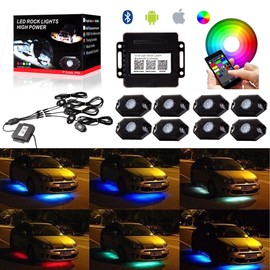 OCPTY 8 Pods RGB LED Rock Lights Kits Waterproof Offroad Rock Lights App Mode Neon Lights Kits Replacement fit for Cars Trucks SUV For Jeep