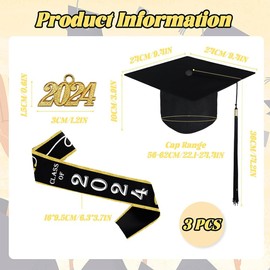 MOPQMKT Graduation Party Decoration Hat 2024 Graduate Bachelor's Cap with Tassel 2024 Graduate Ribbon Graduation Gift College Graduation Ceremony Graduation Decoration