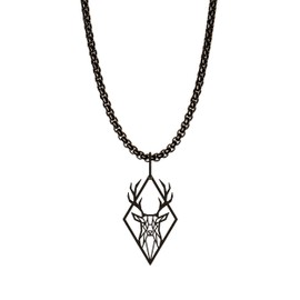 Dustill Necklace for Men, Black Deer Chain for Hunters and Nature Lovers (Deer Black)