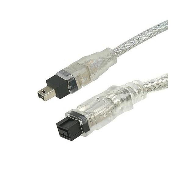 10Ft FireWire 800, i.link, IEEE-1394 9Pin to 4Pin Cable, Clear,