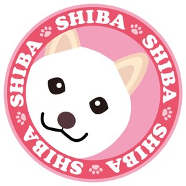 Staring Shiba Dog Sticker Pink Back Ver. 2 Round Size L MK-3