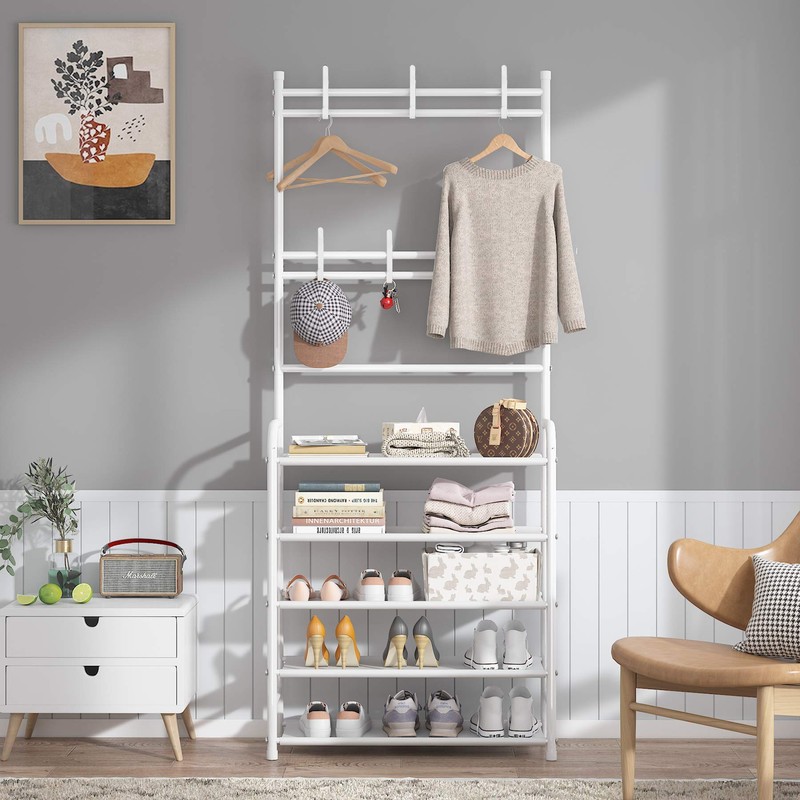 UDEAR Entryway Coat Rack - Large Space, 5-Tier Shoe Storage,