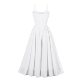 Odizli Summer Dress Women's Long Elegant Vintage Summer Spaghetti Straps Flowers Midi Dress, White