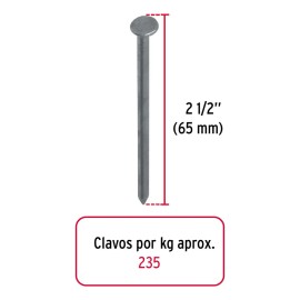 Clavo Estandard, 2-12, Con Cabeza, Bolsa 1 Kg Fiero 45022                                                                                             