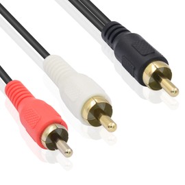 Poyiccot RCA Splitter - Male to Male Cable, Y Splitter 1 to 2 RCA Male Stereo Audio Subwoofer Cable - 25cm/10inch